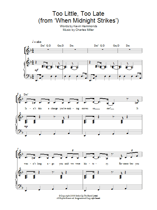Miller & Hammonds Too Little Too Late Sheet Music
