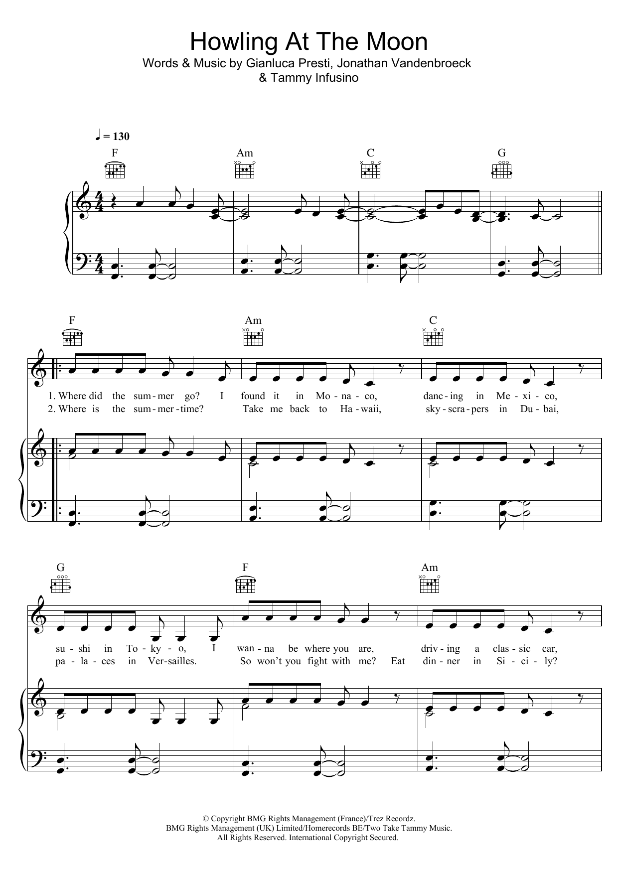 Milow Howling At The Moon Sheet Music