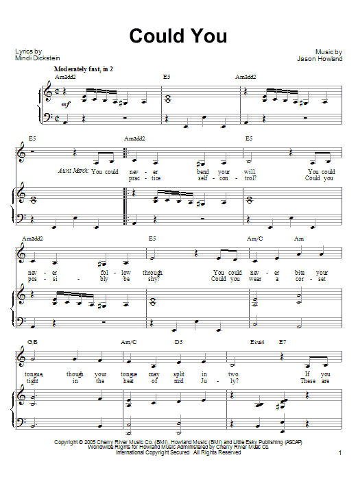 Mindi Dickstein Could You Sheet Music