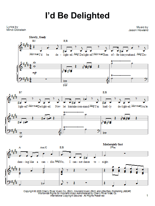 Mindi Dickstein I'd Be Delighted Sheet Music