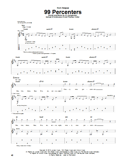 Ministry 99 Percenters Sheet Music