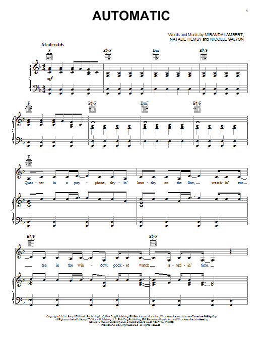 Miranda Lambert Automatic Sheet Music