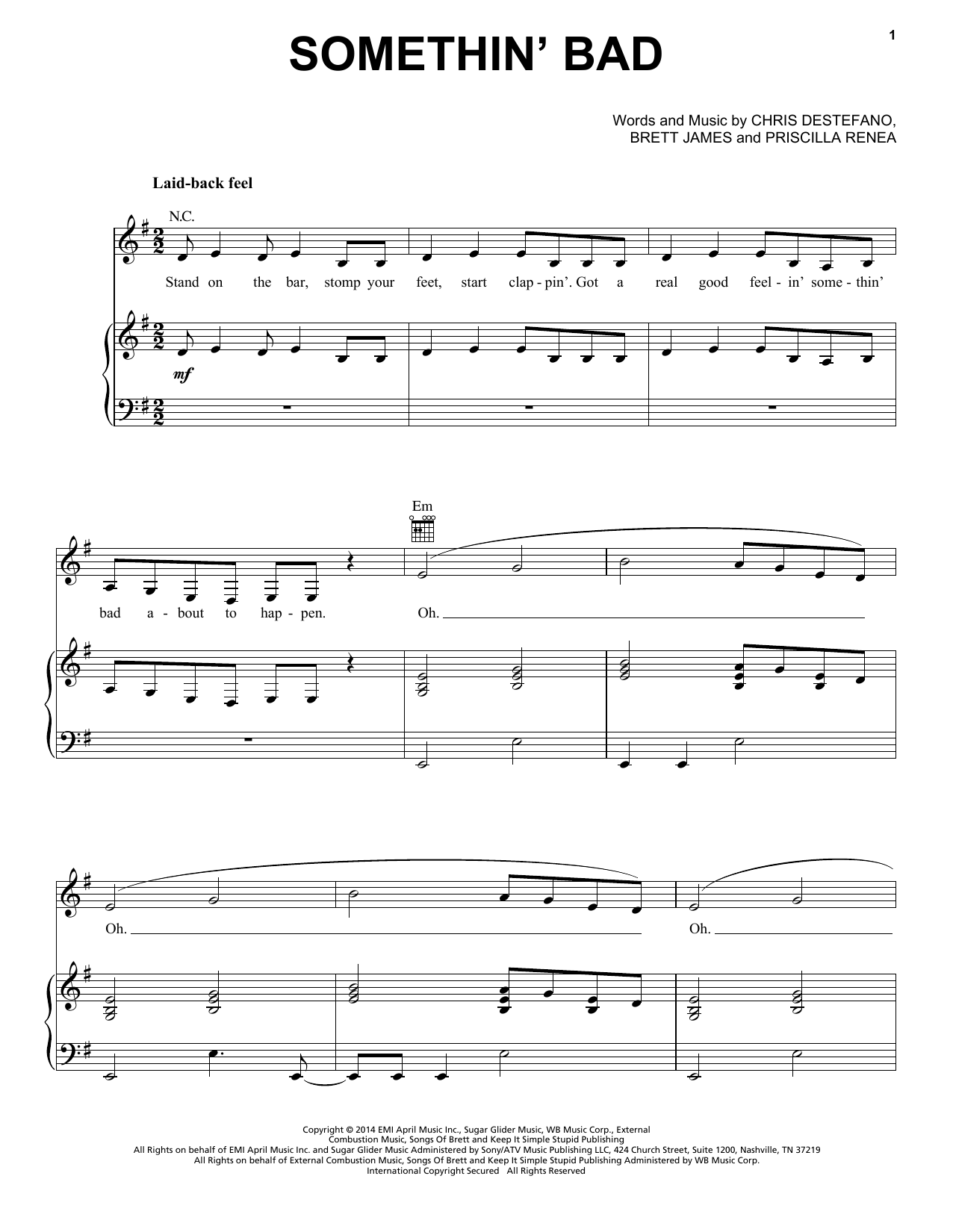 Miranda Lambert Somethin' Bad Sheet Music