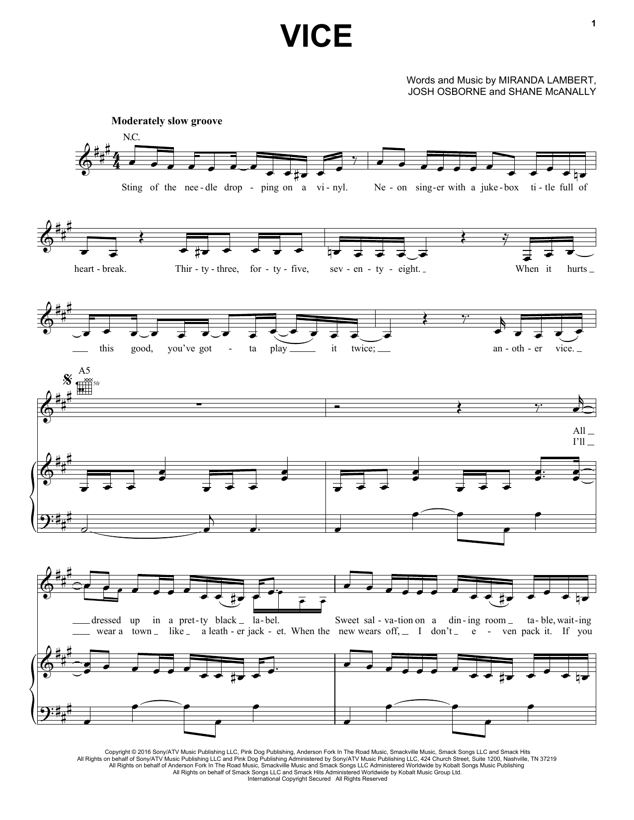 Miranda Lambert Vice Sheet Music