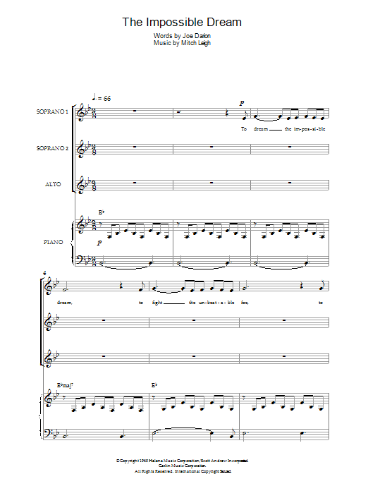 Mitch Leigh The Impossible Dream (from Man Of La Mancha) Sheet Music