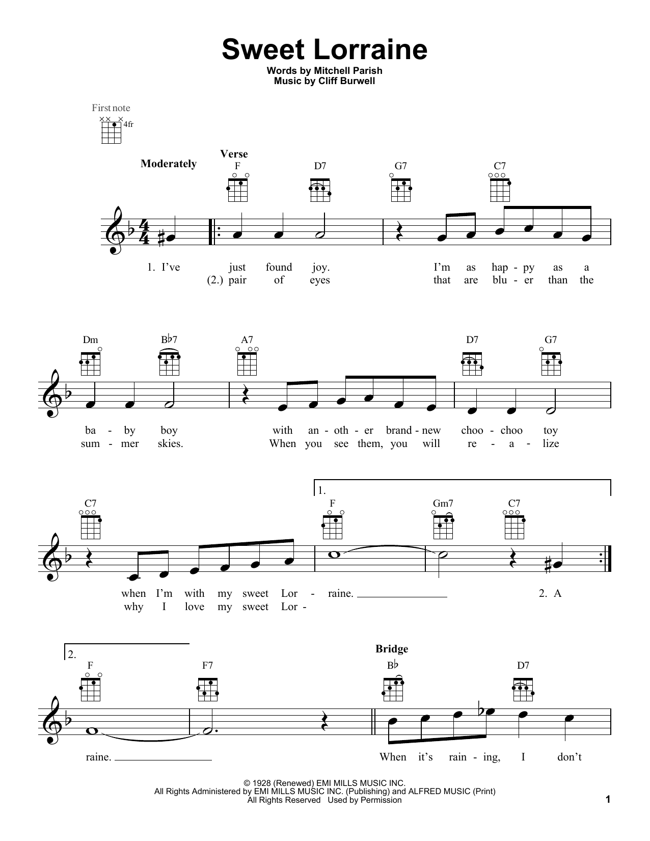 Mitchell Parish and Cliff Burwell Sweet Lorraine Sheet Music