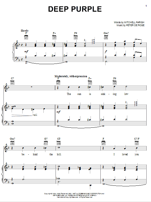 Mitchell Parish Deep Purple Sheet Music