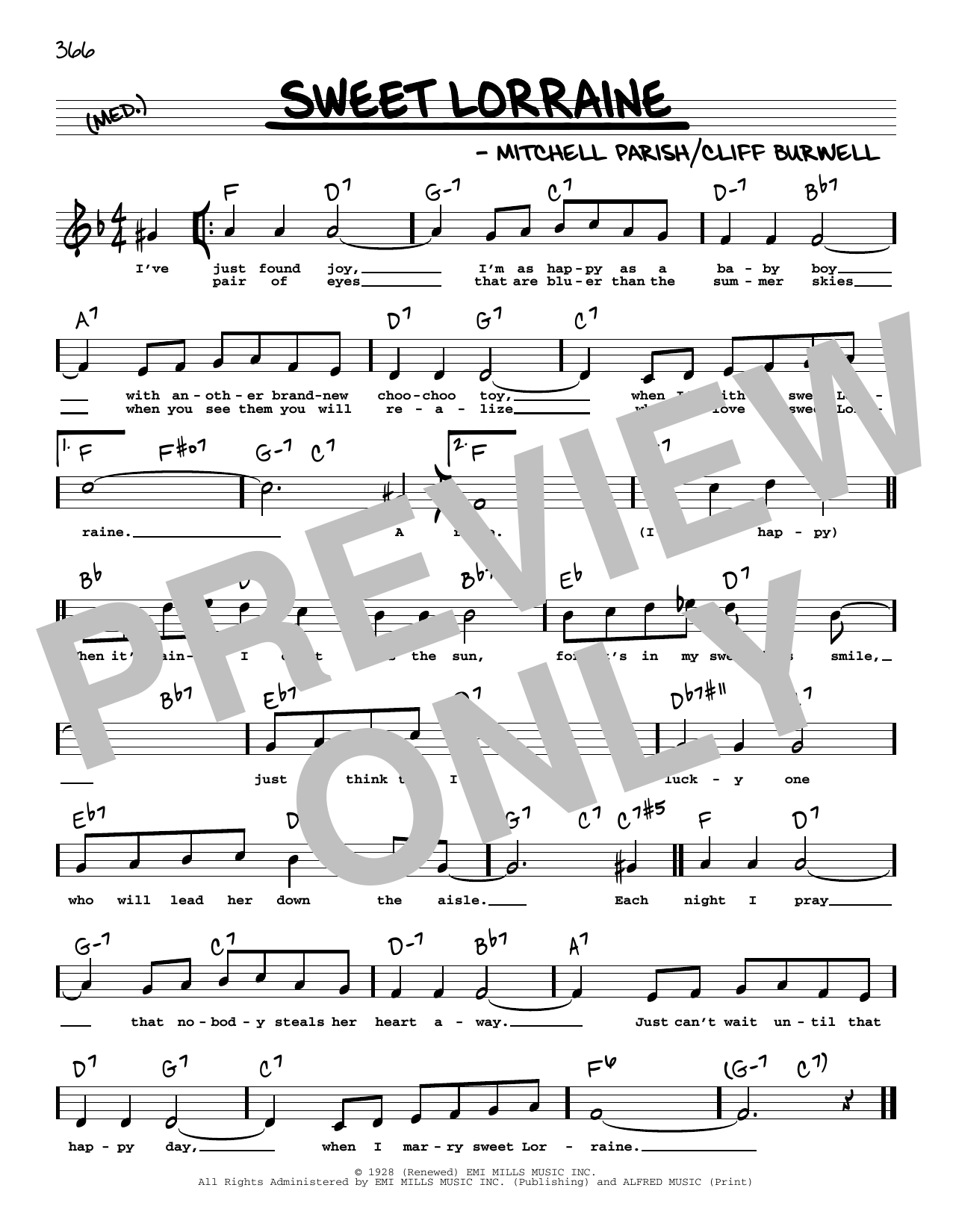 Mitchell Parish Sweet Lorraine (High Voice) Sheet Music