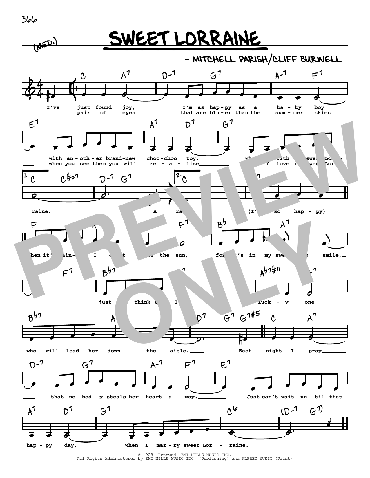 Mitchell Parish Sweet Lorraine (Low Voice) Sheet Music