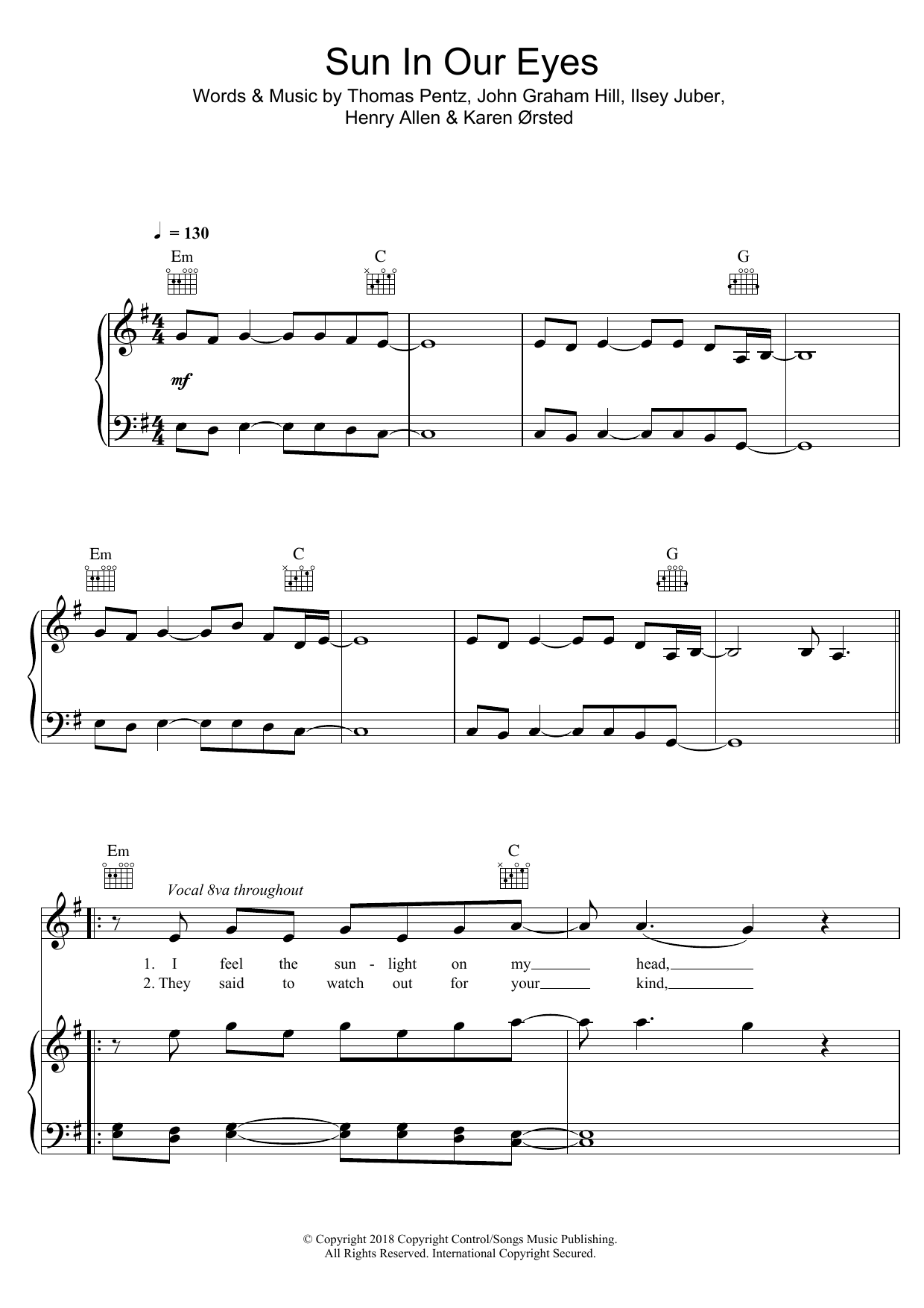 MO Sun In Our Eyes Sheet Music