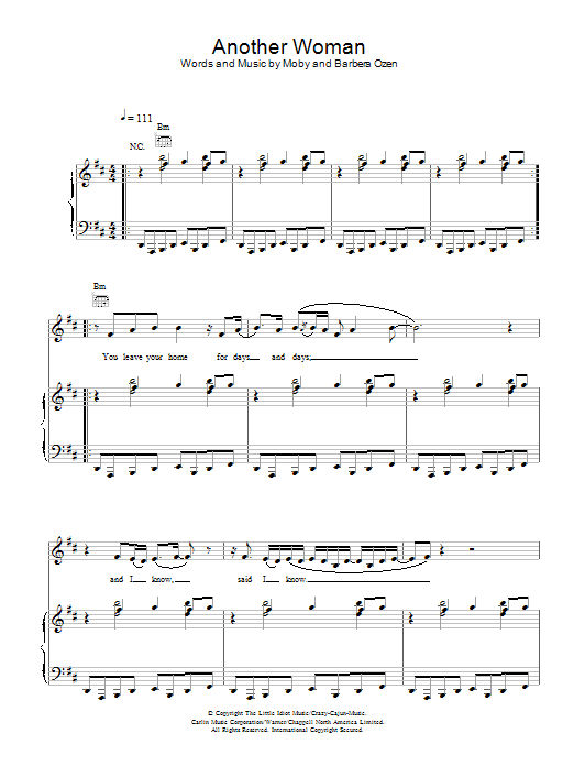 Moby Another Woman Sheet Music