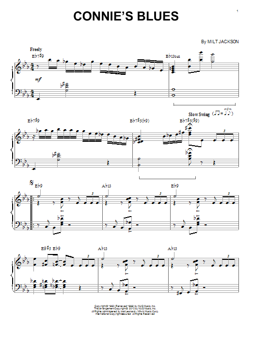 Modern Jazz Quartet Connie's Blues (arr. Brent Edstrom) Sheet Music