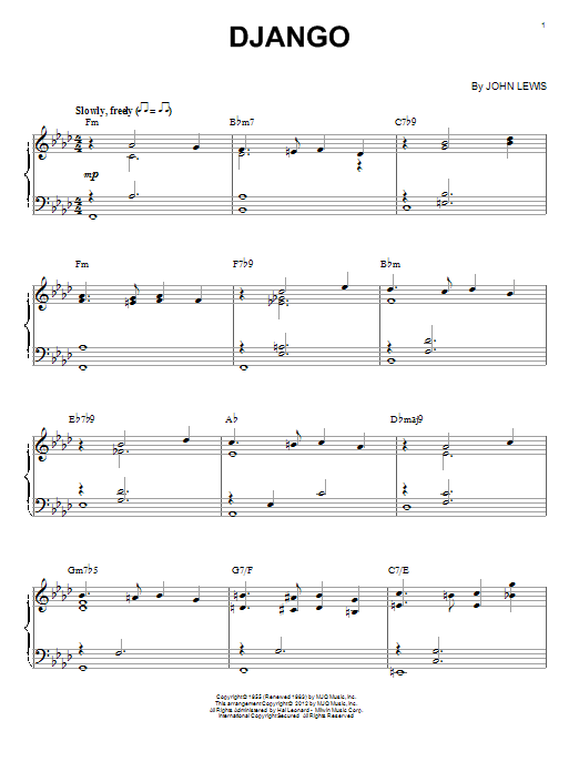 Modern Jazz Quartet Django (arr. Brent Edstrom) Sheet Music