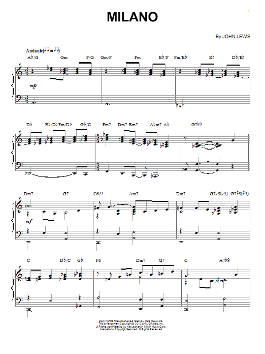 Modern Jazz Quartet Milano (arr. Brent Edstrom) Sheet Music