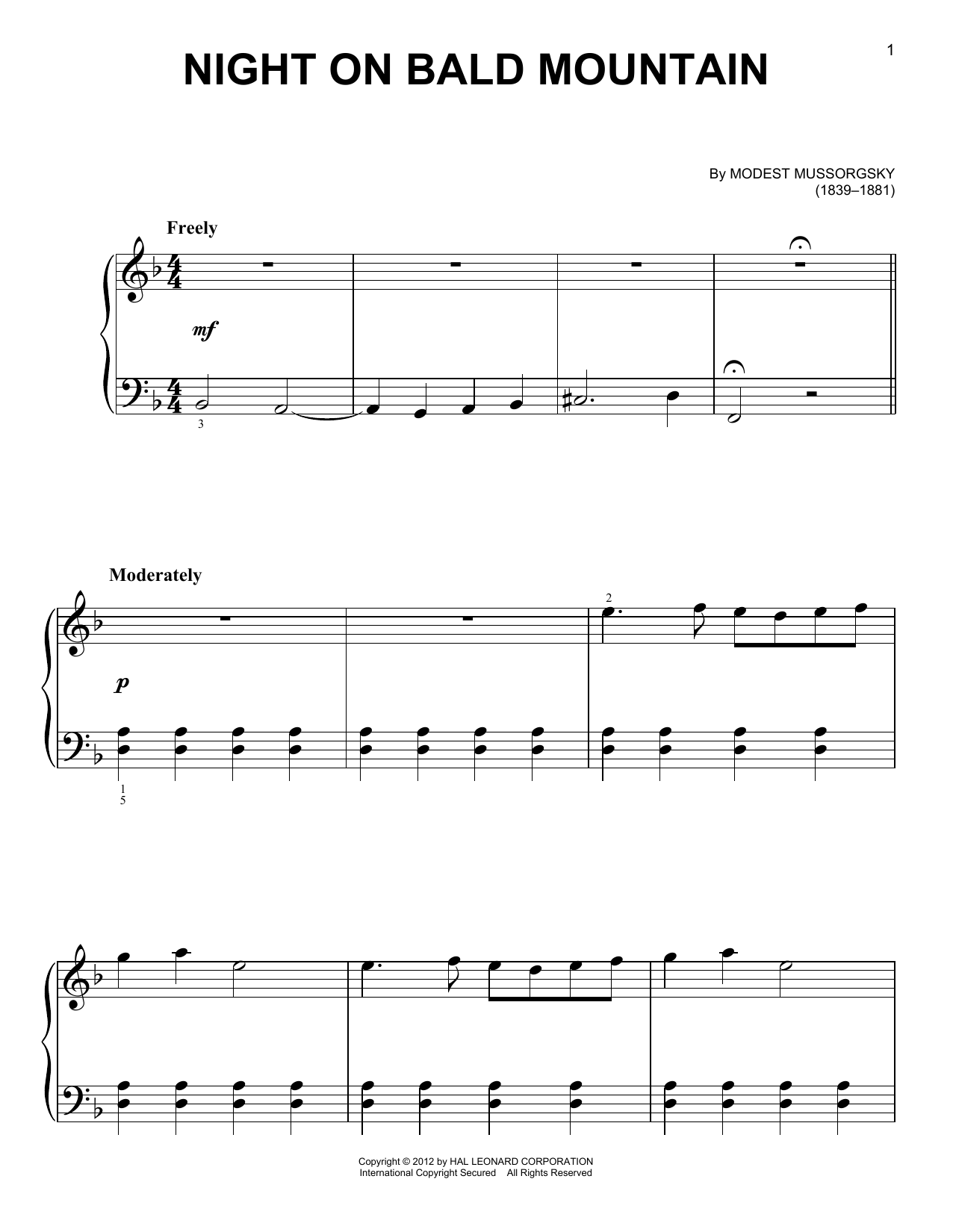 Modest Mussorgsky Night On Bald Mountain Sheet Music