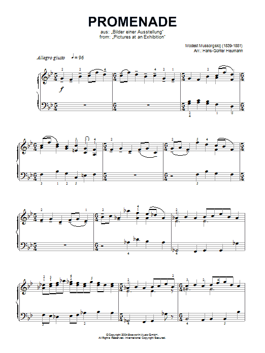 Modest Mussorgsky Promenade (from Pictures At An Exhibition) Sheet Music