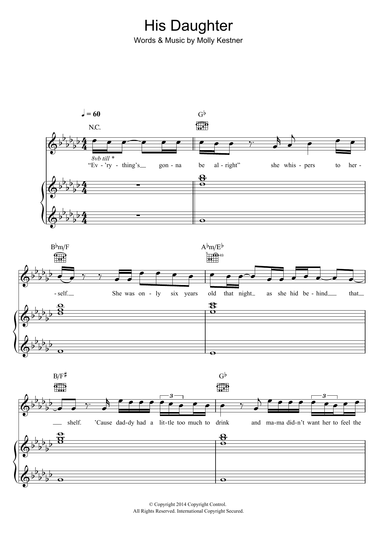 Molly Kate Kestner His Daughter Sheet Music
