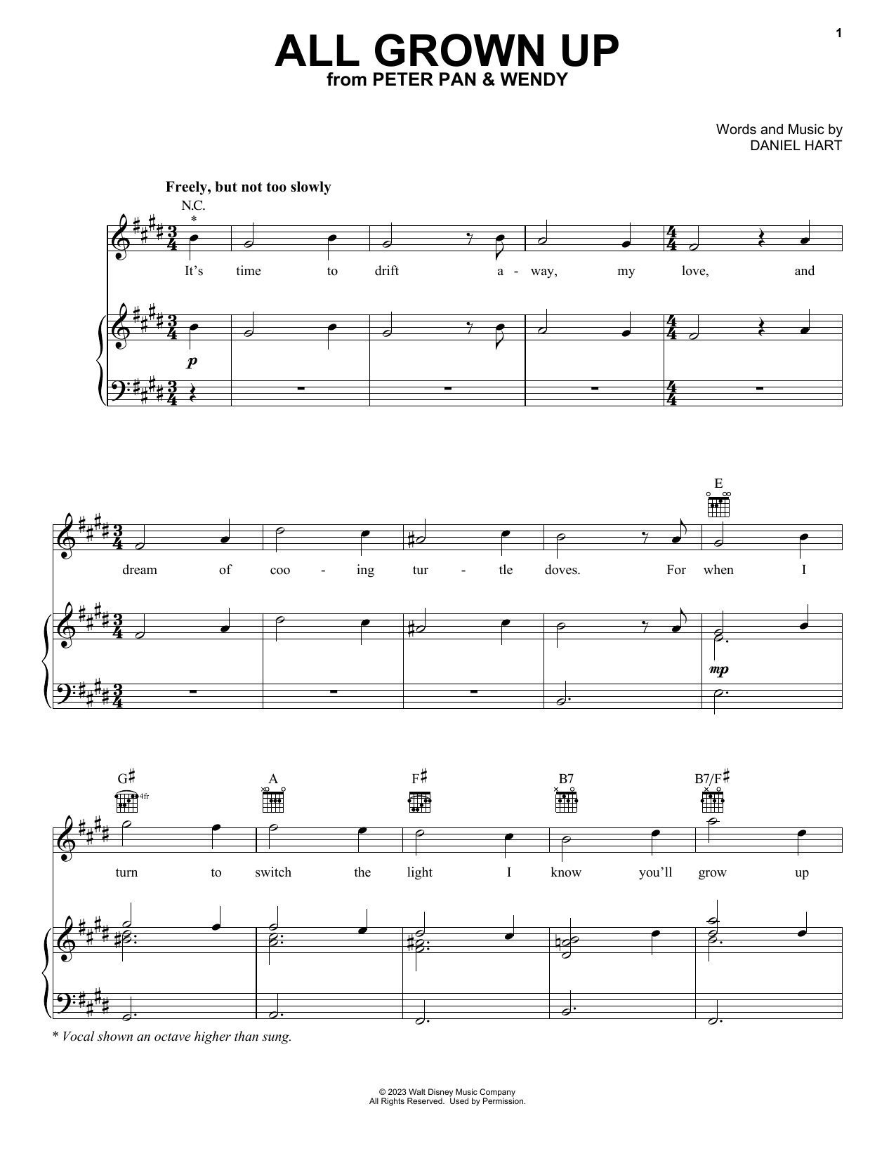 Molly Parker All Grown Up (from Peter Pan & Wendy) Sheet Music