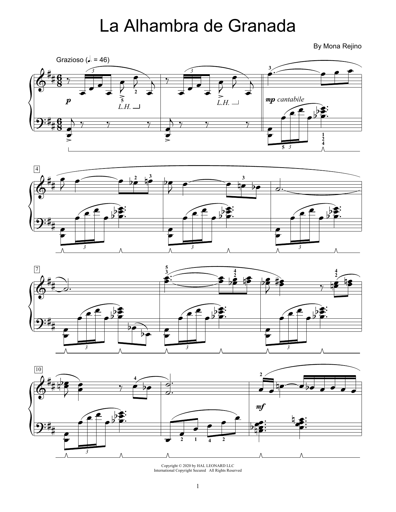 Mona Rejino La Alhambra De Granada Sheet Music