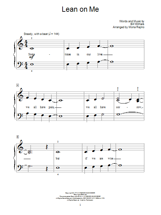 Mona Rejino Lean On Me Sheet Music