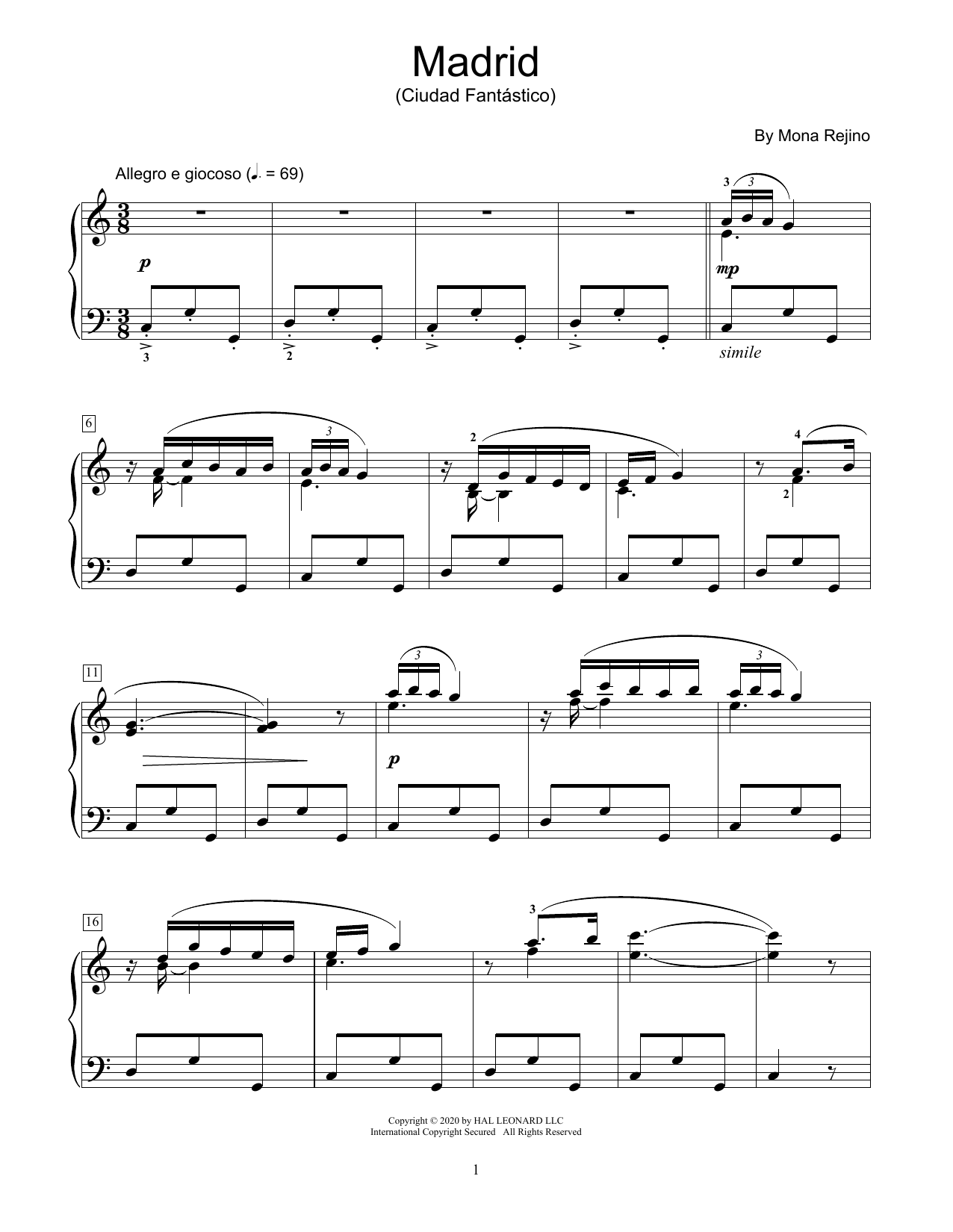Mona Rejino Madrid (Ciudad Fantastico) Sheet Music