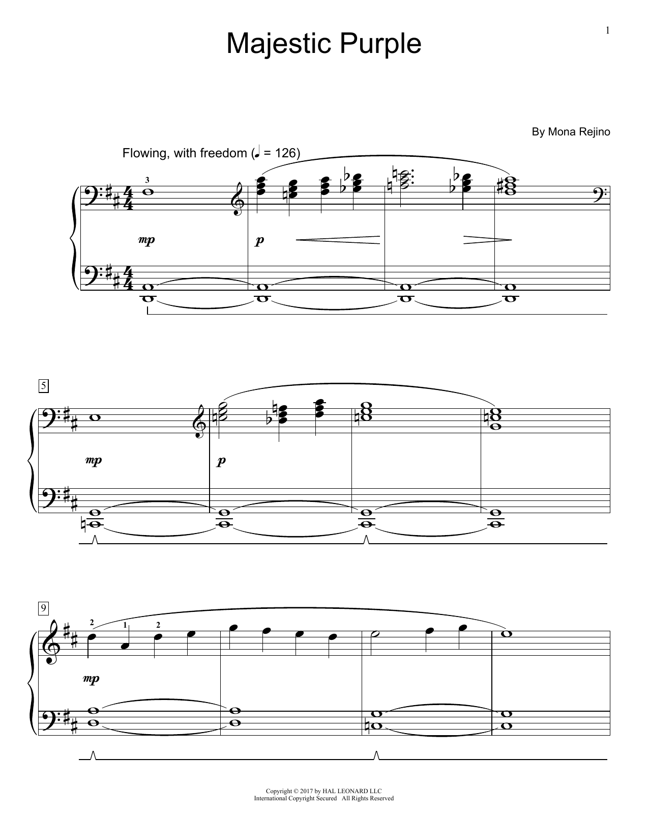 Mona Rejino Majestic Purple Sheet Music