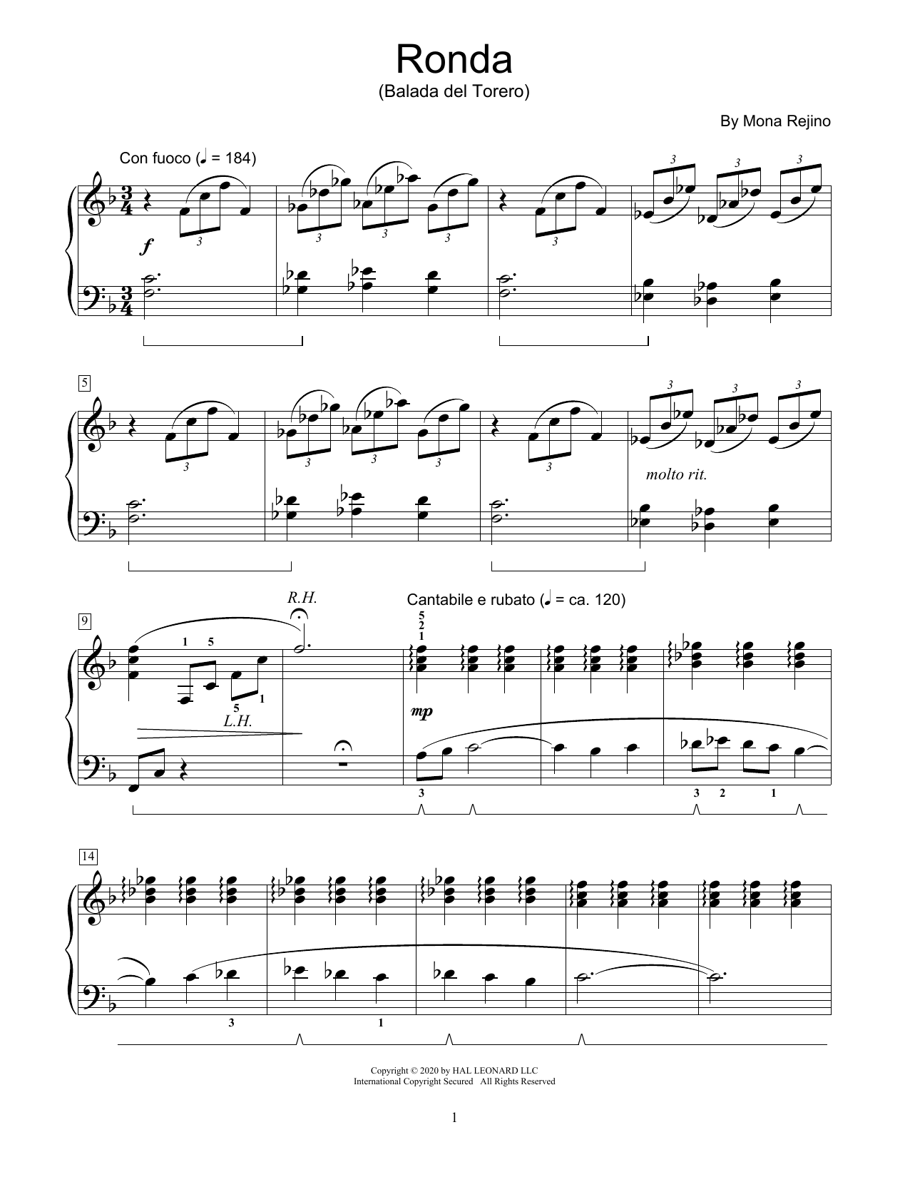 Mona Rejino Ronda (Balada Del Torero) Sheet Music