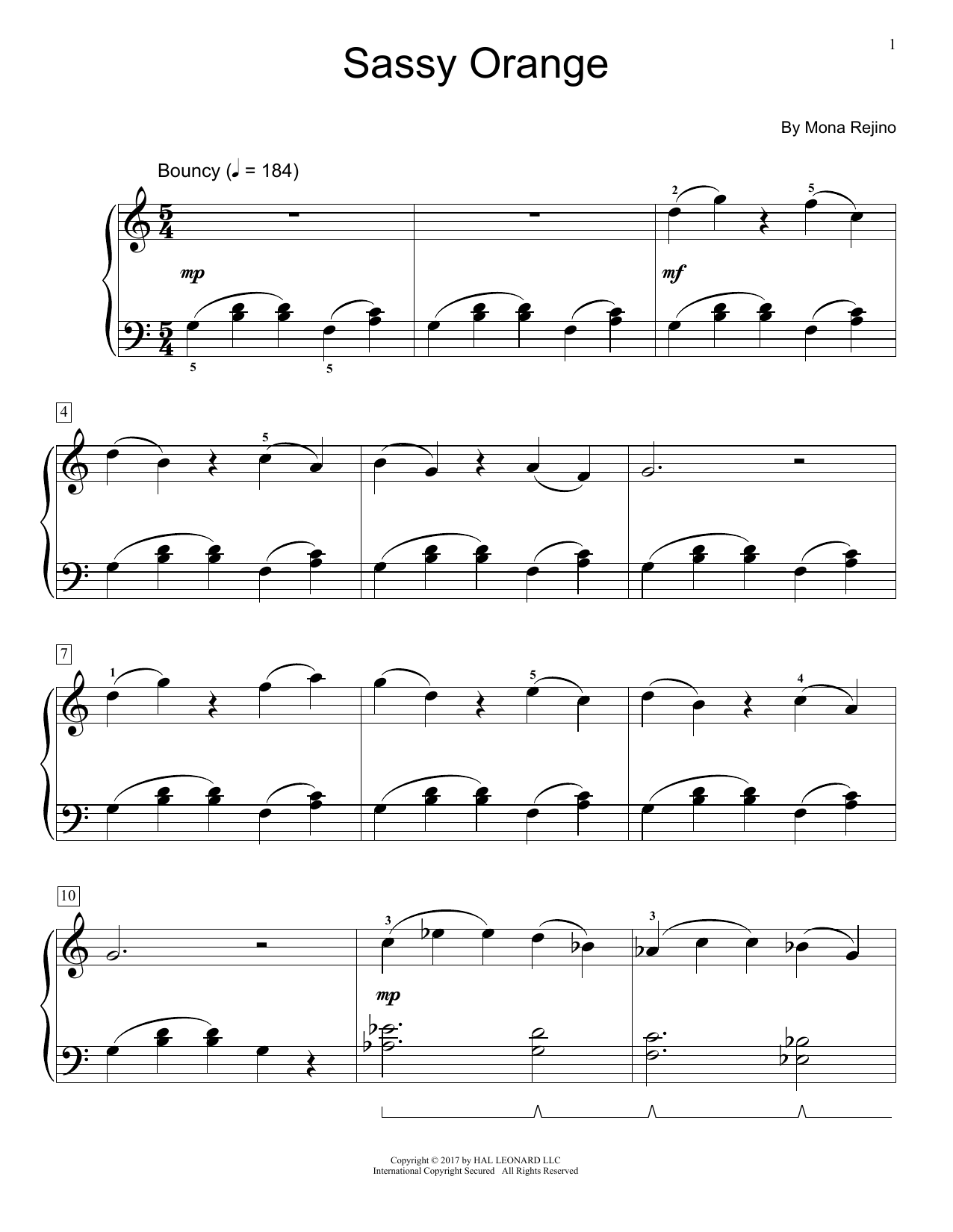 Mona Rejino Sassy Orange Sheet Music