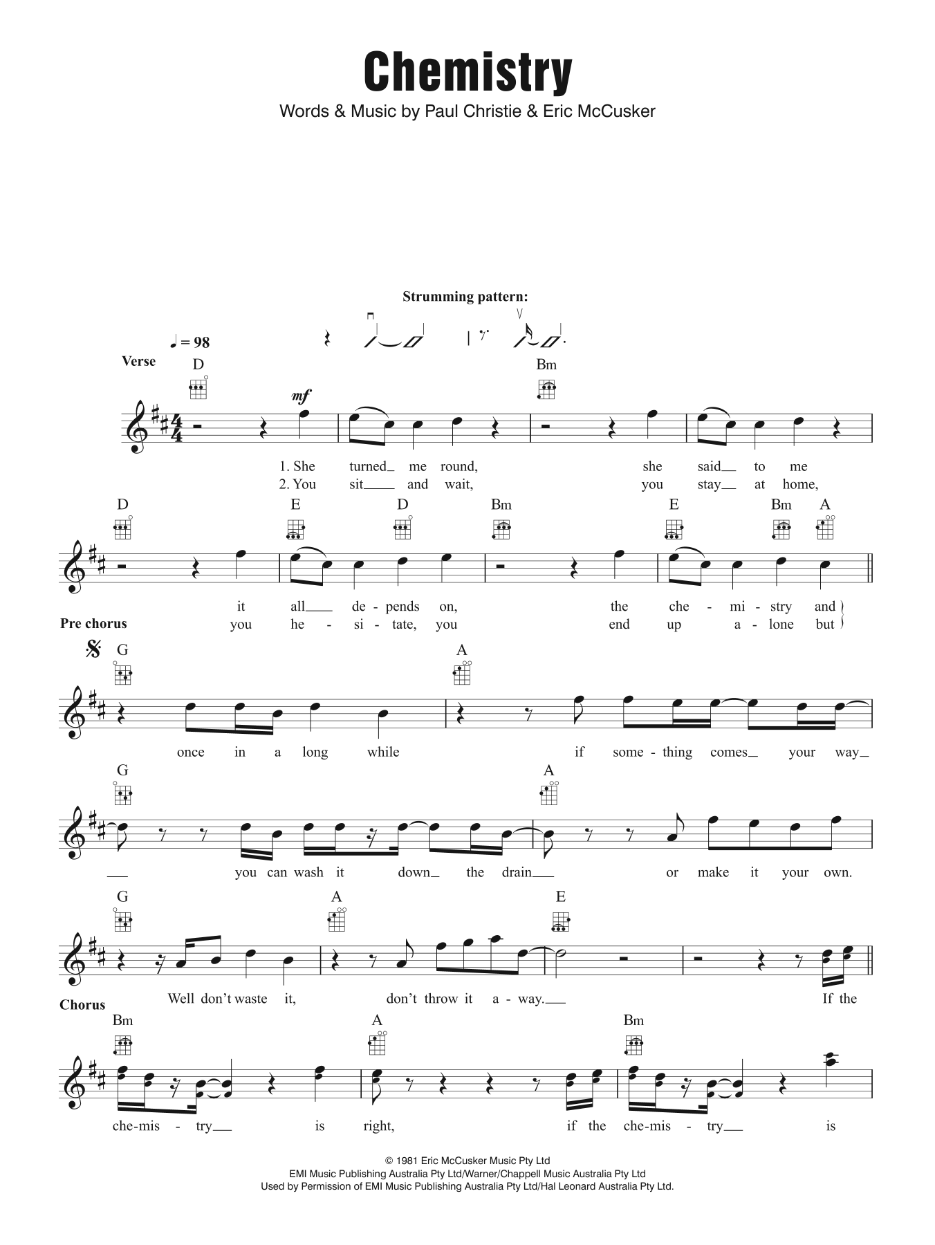 Mondo Rock Chemistry Sheet Music