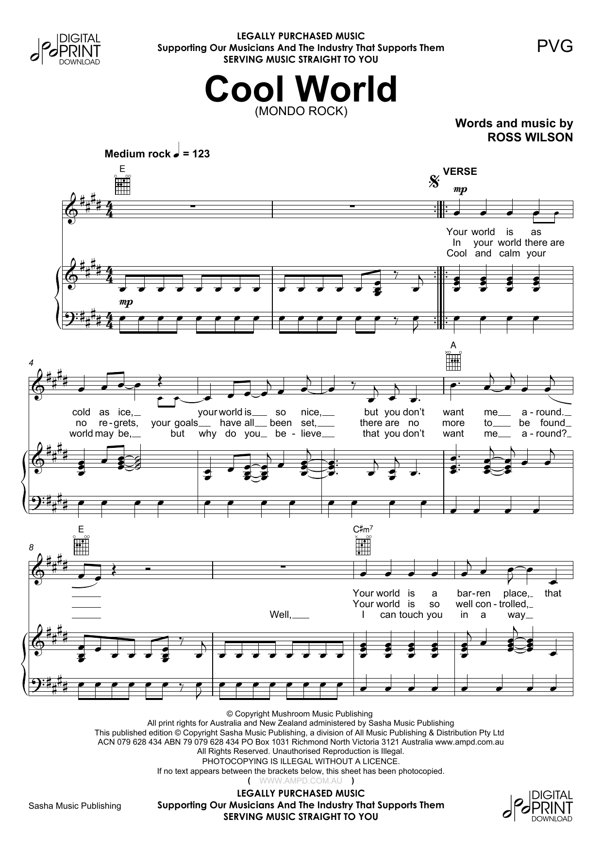 Mondo Rock Cool World Sheet Music