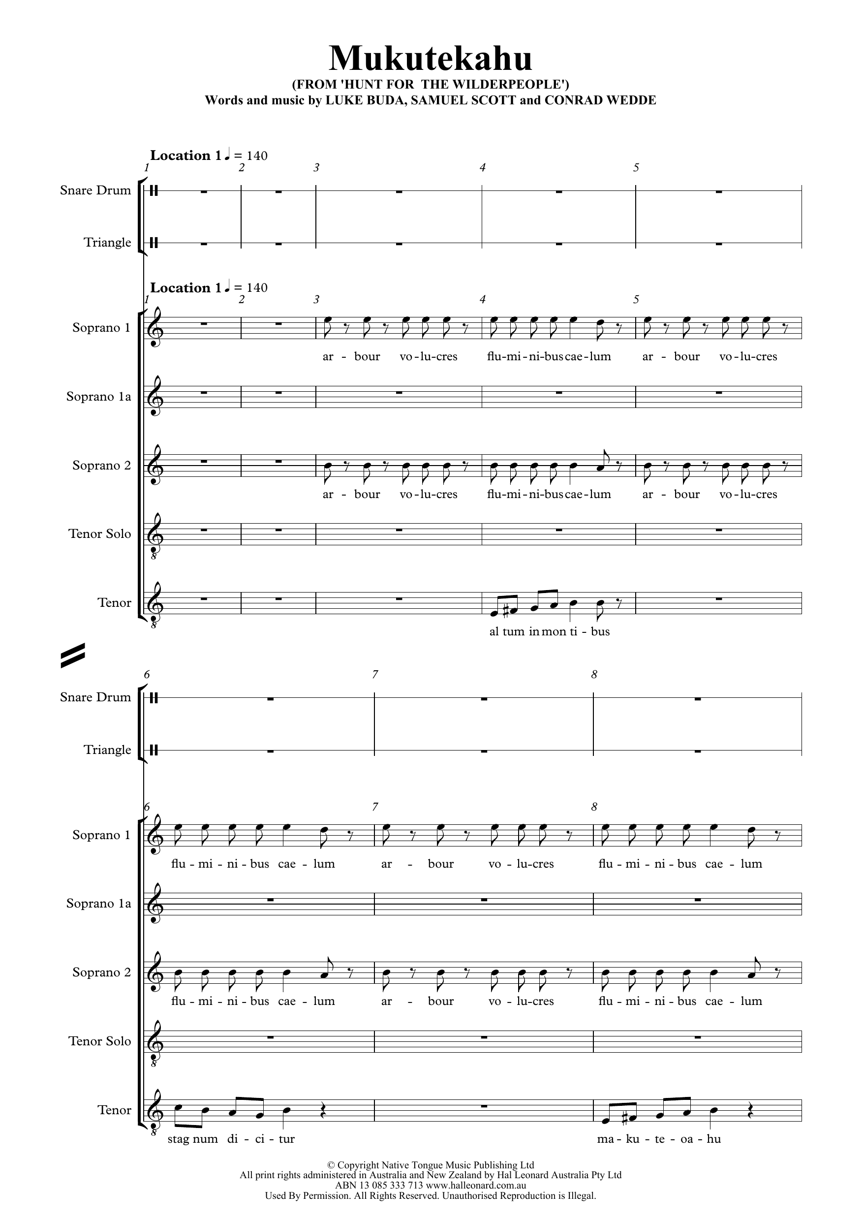 Moniker Mukutekahu (from Hunt for the Wilderpeople) Sheet Music
