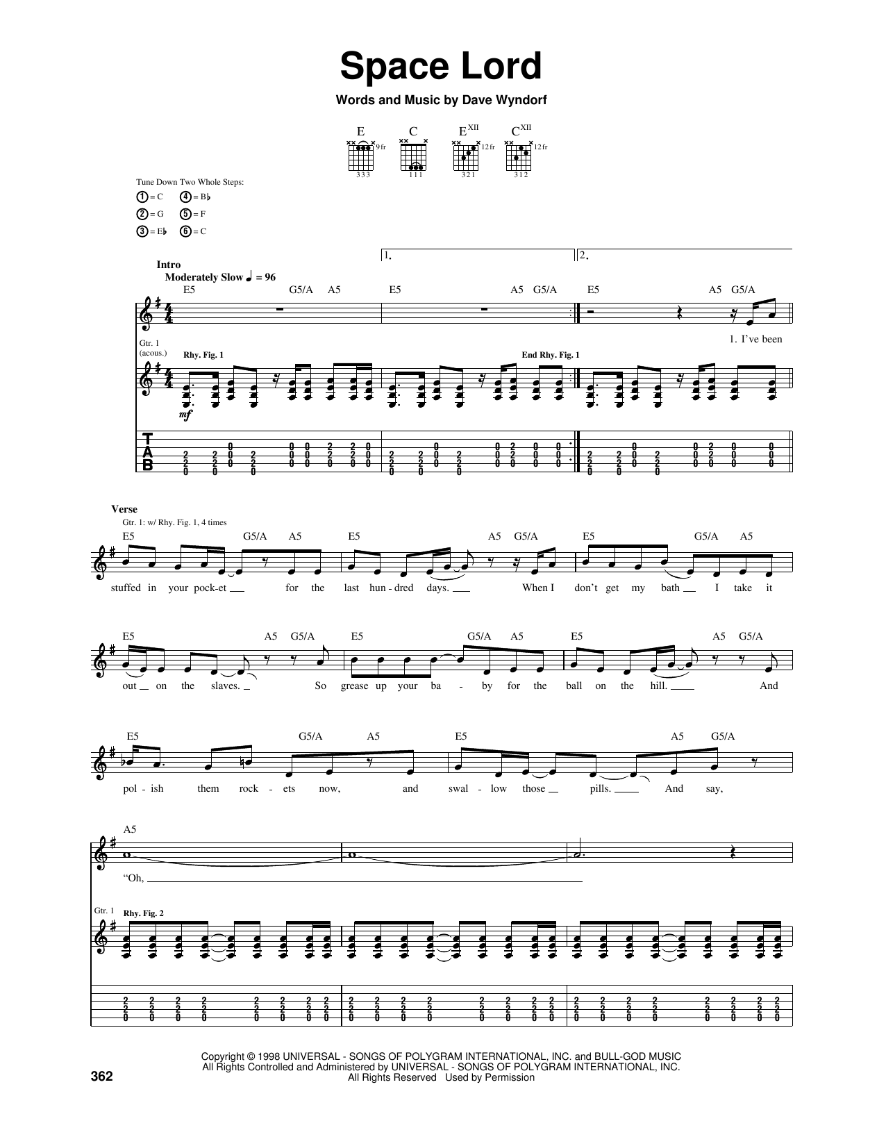 Monster Magnet Space Lord Sheet Music