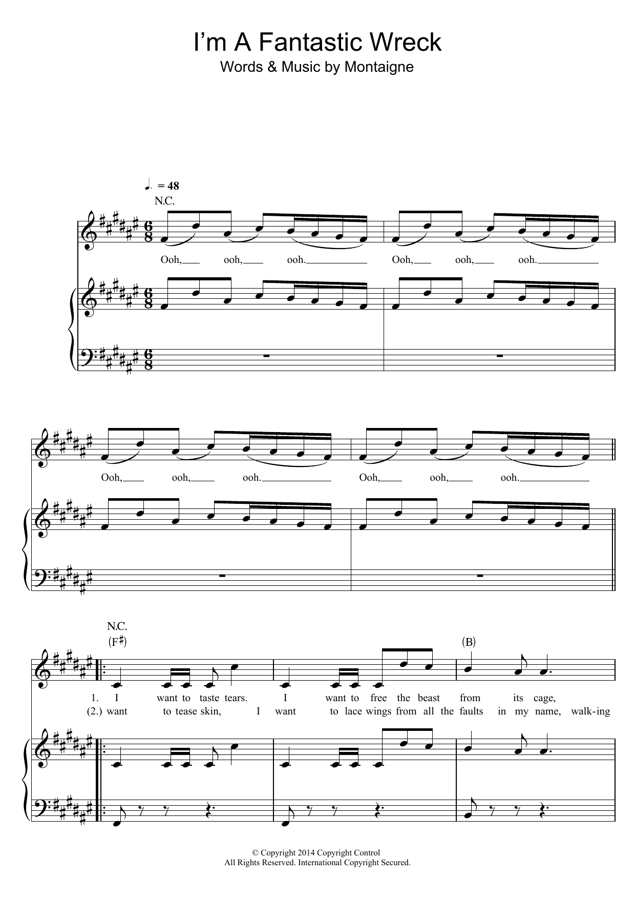 Montaigne I'm A Fantastic Wreck Sheet Music
