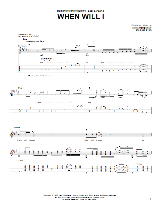 Monte Montgomery When Will I Sheet Music