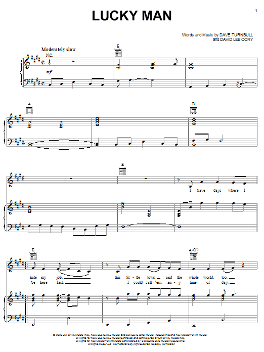 Montgomery Gentry Lucky Man Sheet Music