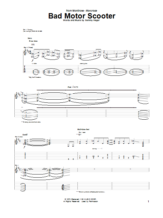 Montrose Bad Motor Scooter Sheet Music