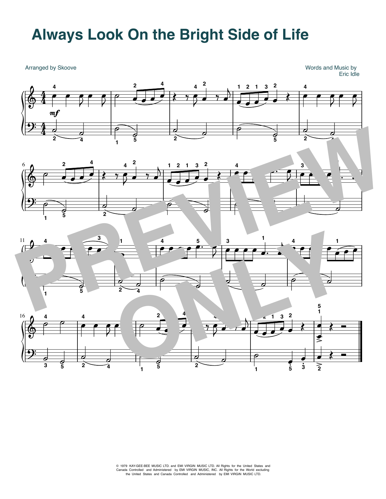 Monty Python Always Look On The Bright Side Of Life (arr. Skoove) Sheet Music