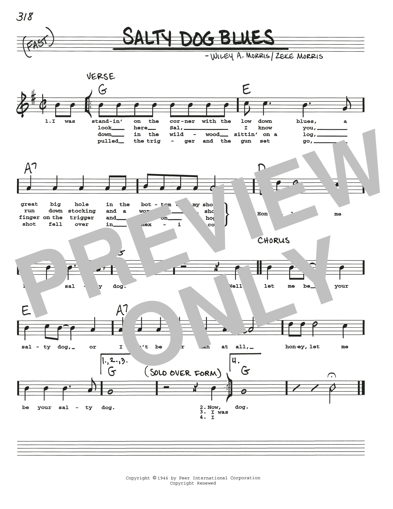 Morris Brothers Salty Dog Blues Sheet Music