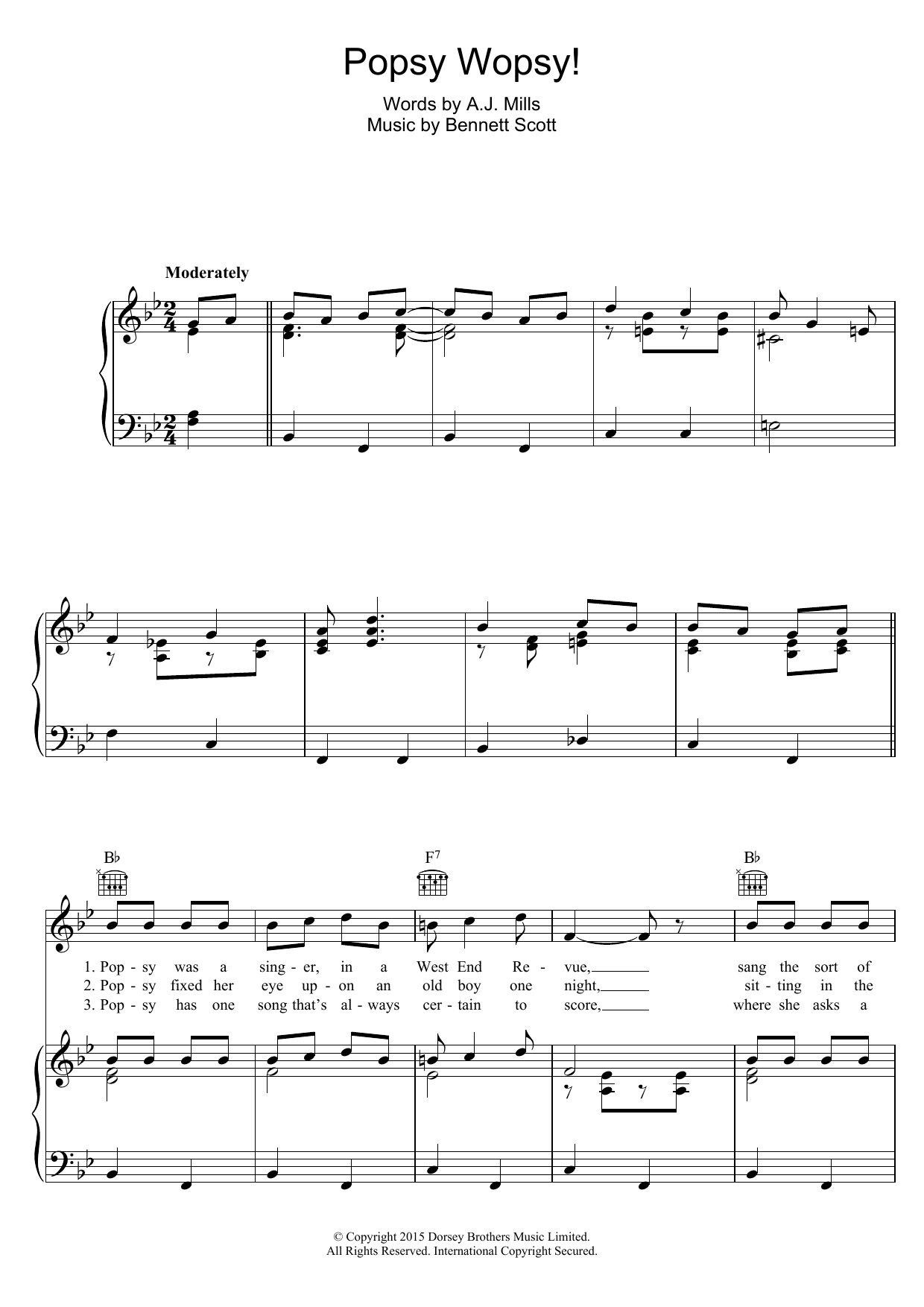 Morris Dixon Popsy Wopsy Sheet Music