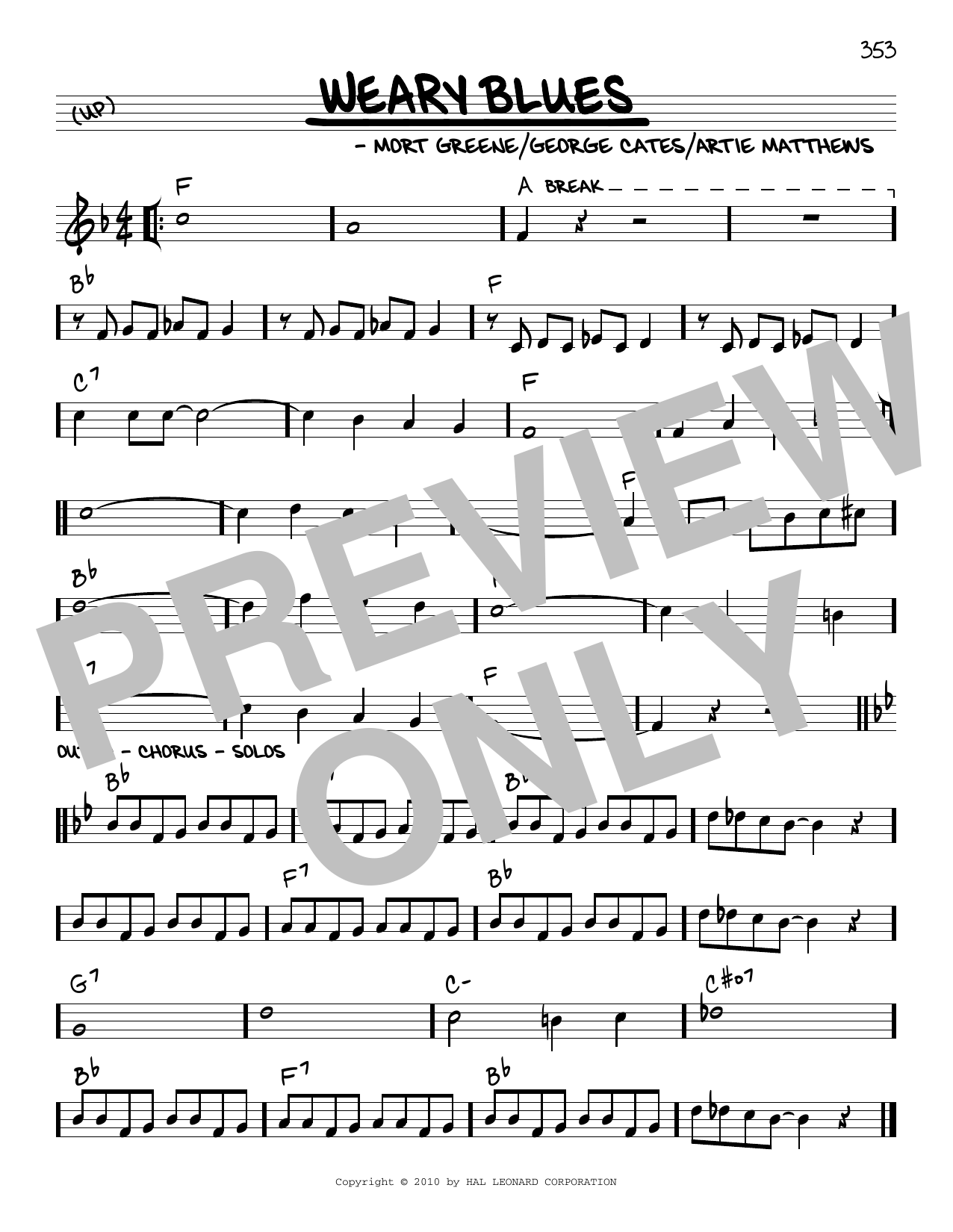 Mort Greene Weary Blues (arr. Robert Rawlins) Sheet Music