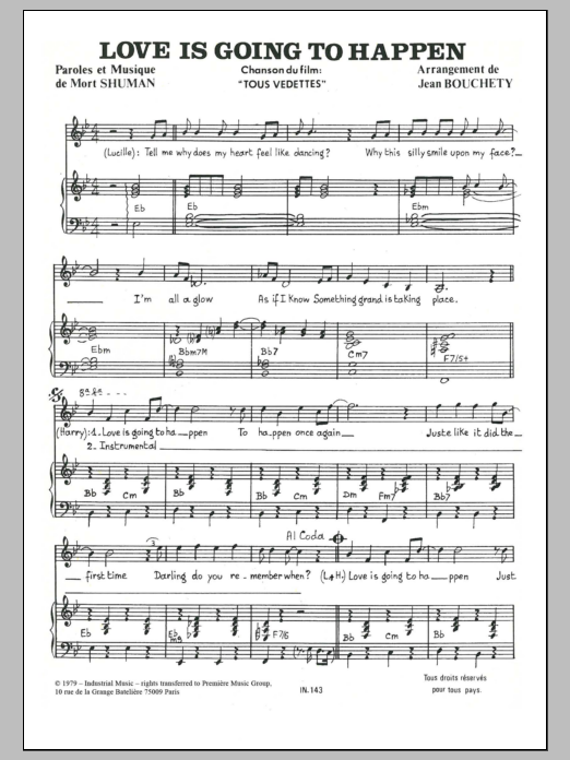Mort Shuman Love Is Going To Happen Sheet Music