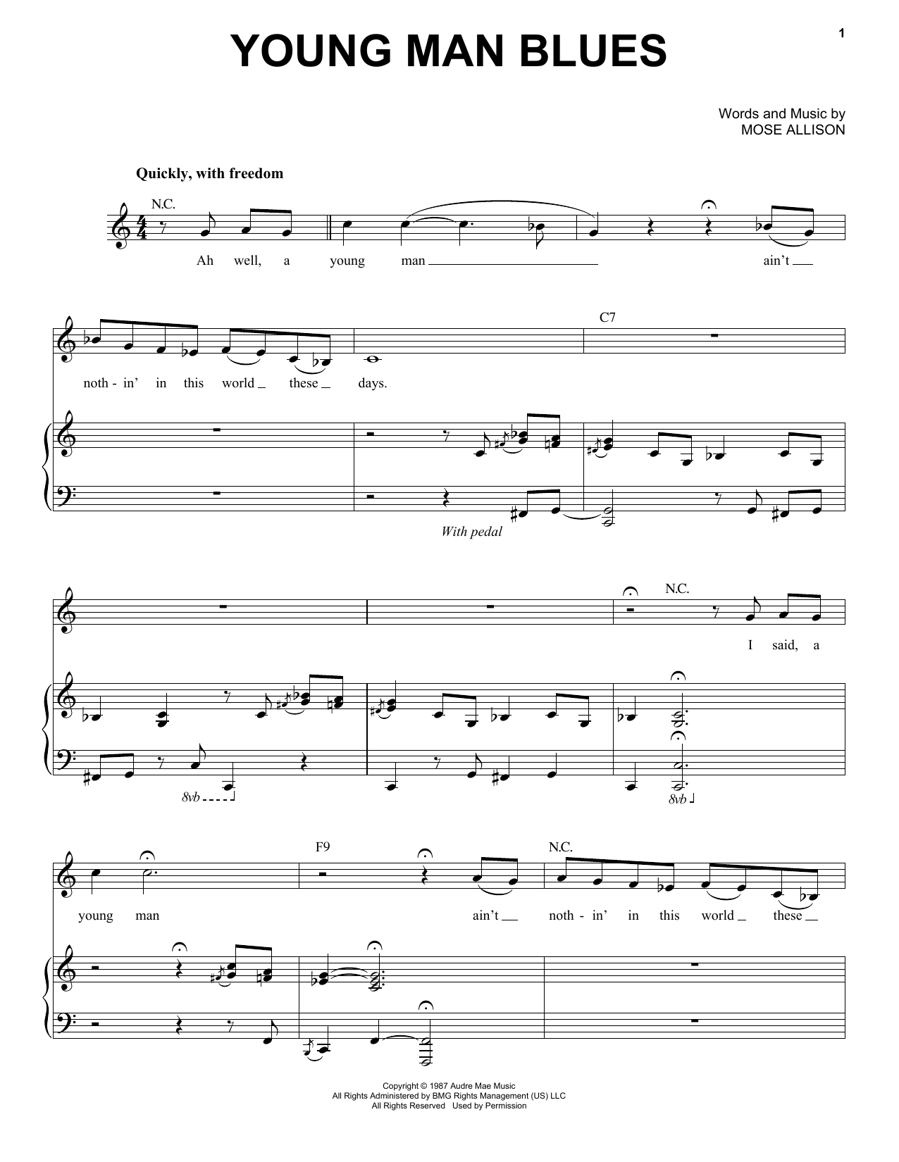 Mose Allison Young Man Blues Sheet Music