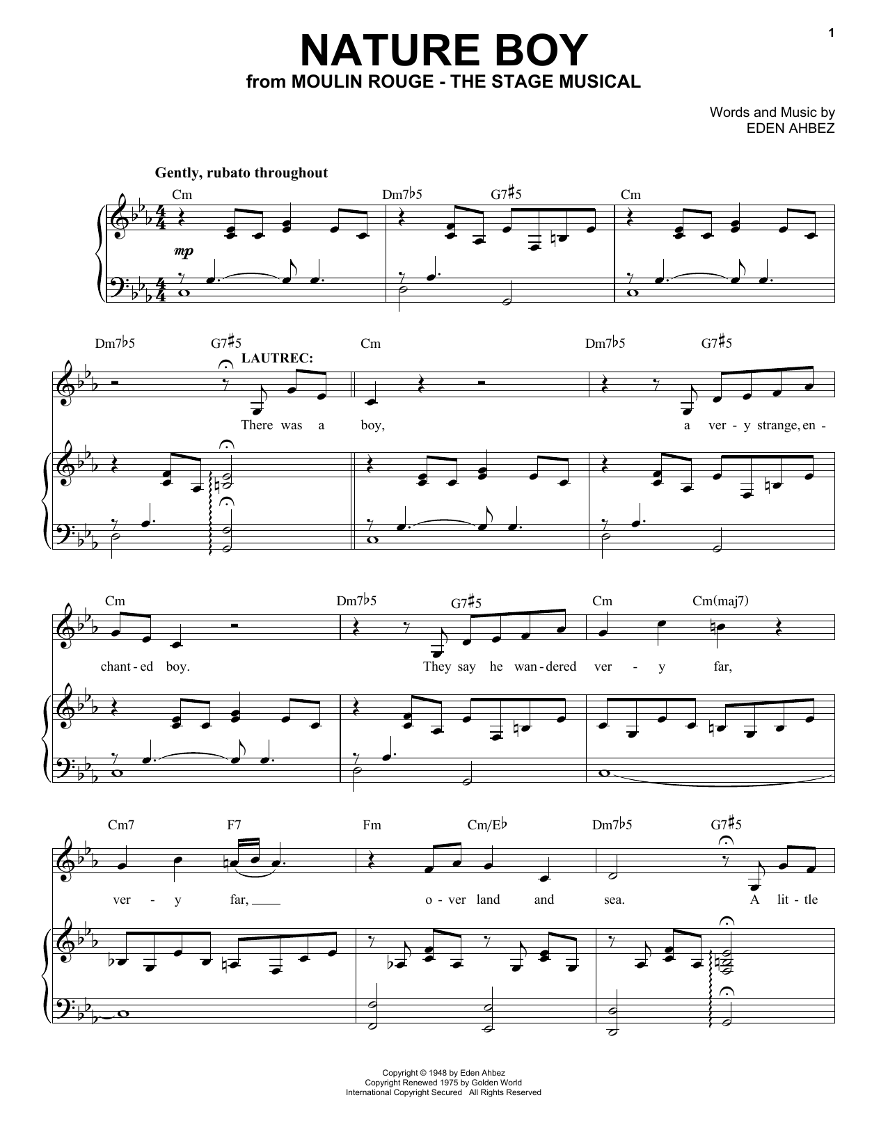 Moulin Rouge! The Musical Cast Nature Boy (from Moulin Rouge! The Musical) Sheet Music