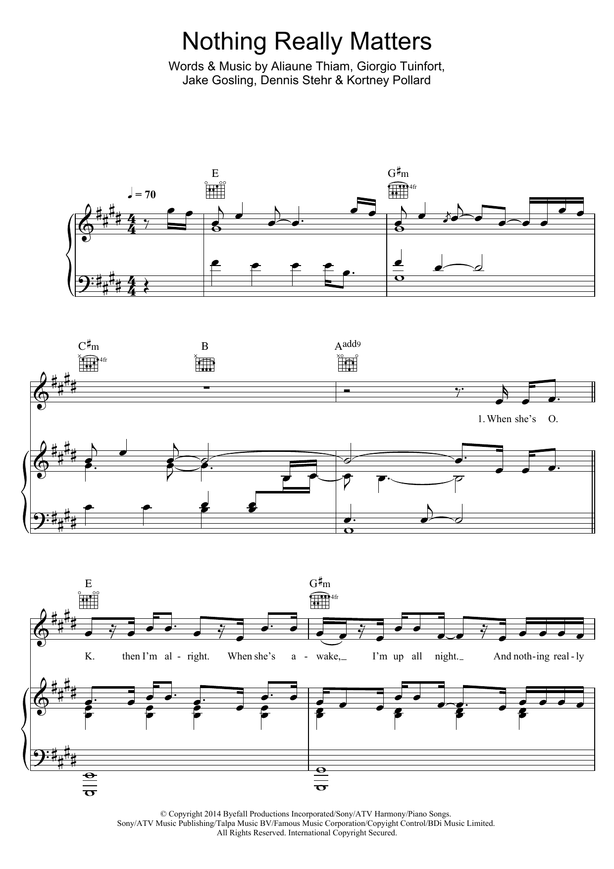 Mr Probz Nothing Really Matters Sheet Music