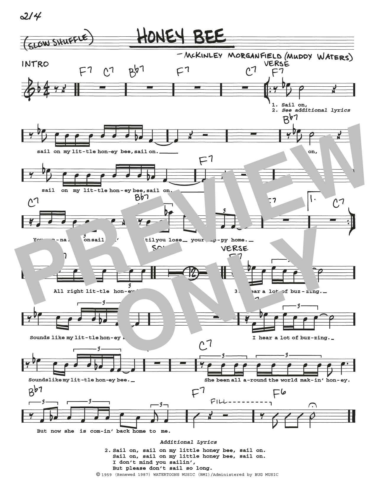 Muddy Waters Honey Bee Sheet Music