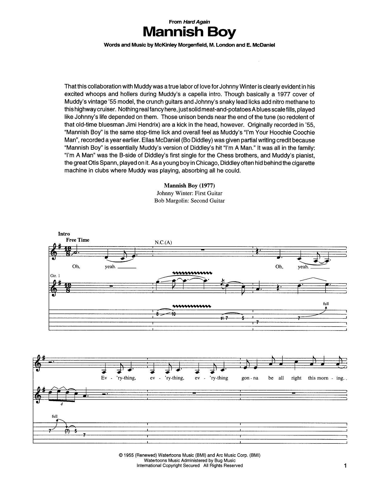 Muddy Waters Mannish Boy Sheet Music