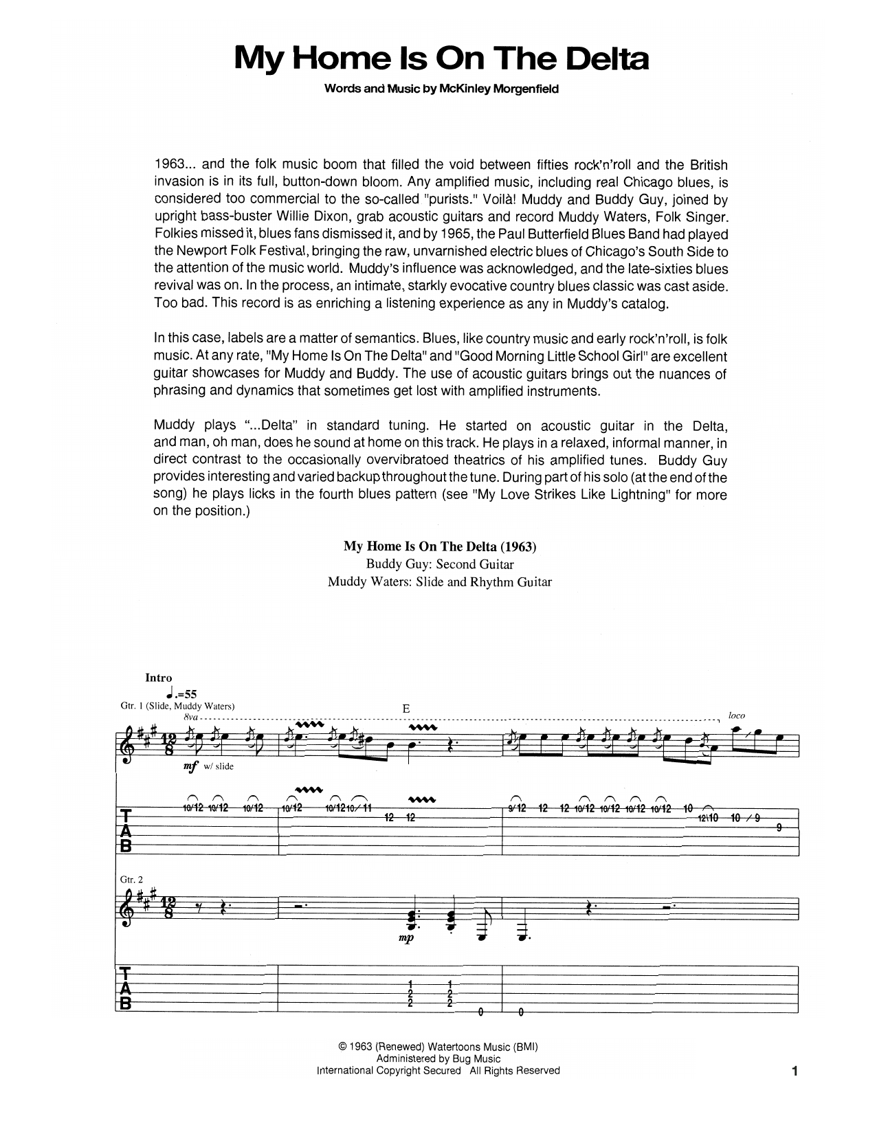 Muddy Waters My Home Is On The Delta Sheet Music