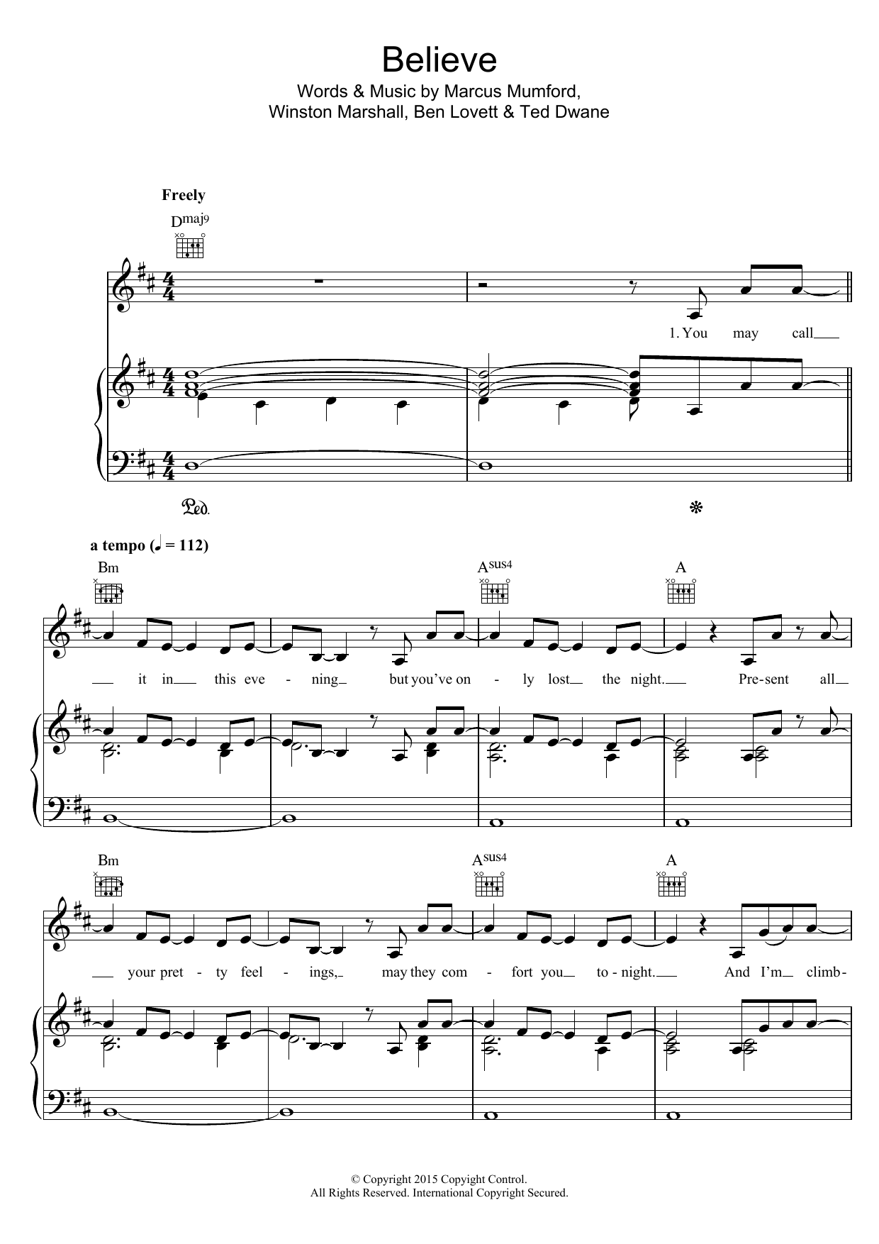 Mumford & Sons Believe Sheet Music