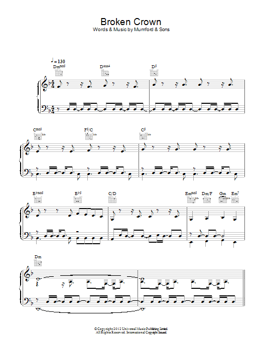 Mumford & Sons Broken Crown Sheet Music