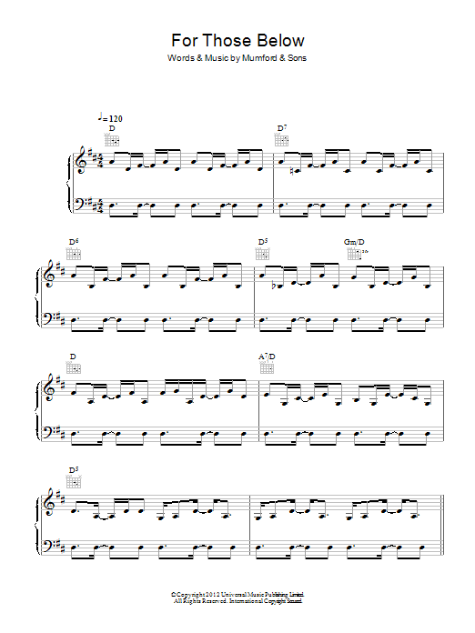 Mumford & Sons For Those Below Sheet Music